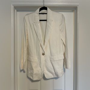 Loft White Linen Blend Relaxed Blazer
